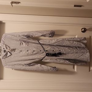 Striped White and Navy Shirtdress